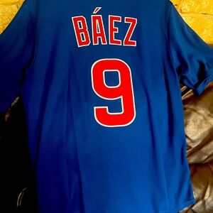 Chicago Cubs Javier Baez Majestic Jersey Coolbase Baseball Embroidered Blue med